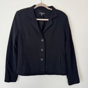 Eileen Fisher Blazer Sports Jacket Coat Black 3 Button Textured Fabric Sz S
